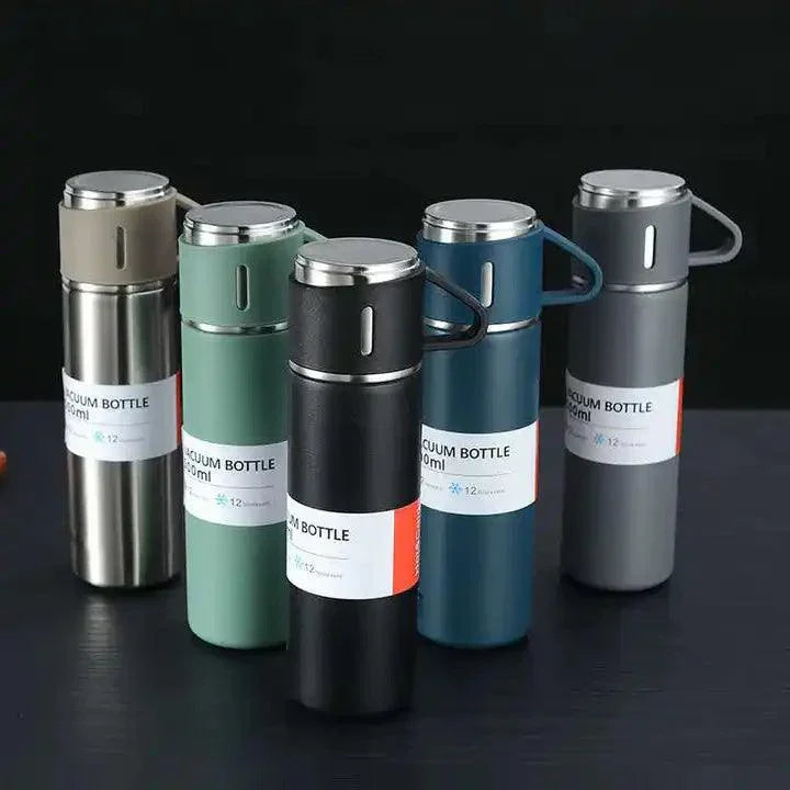 500ml Stainless Steel Vacuum Flask Water Bottle With 2 Extra Cups (160ml)zzz